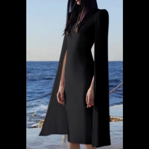 Nwt Pleated Cape Sleeve Bodycon Elegant 